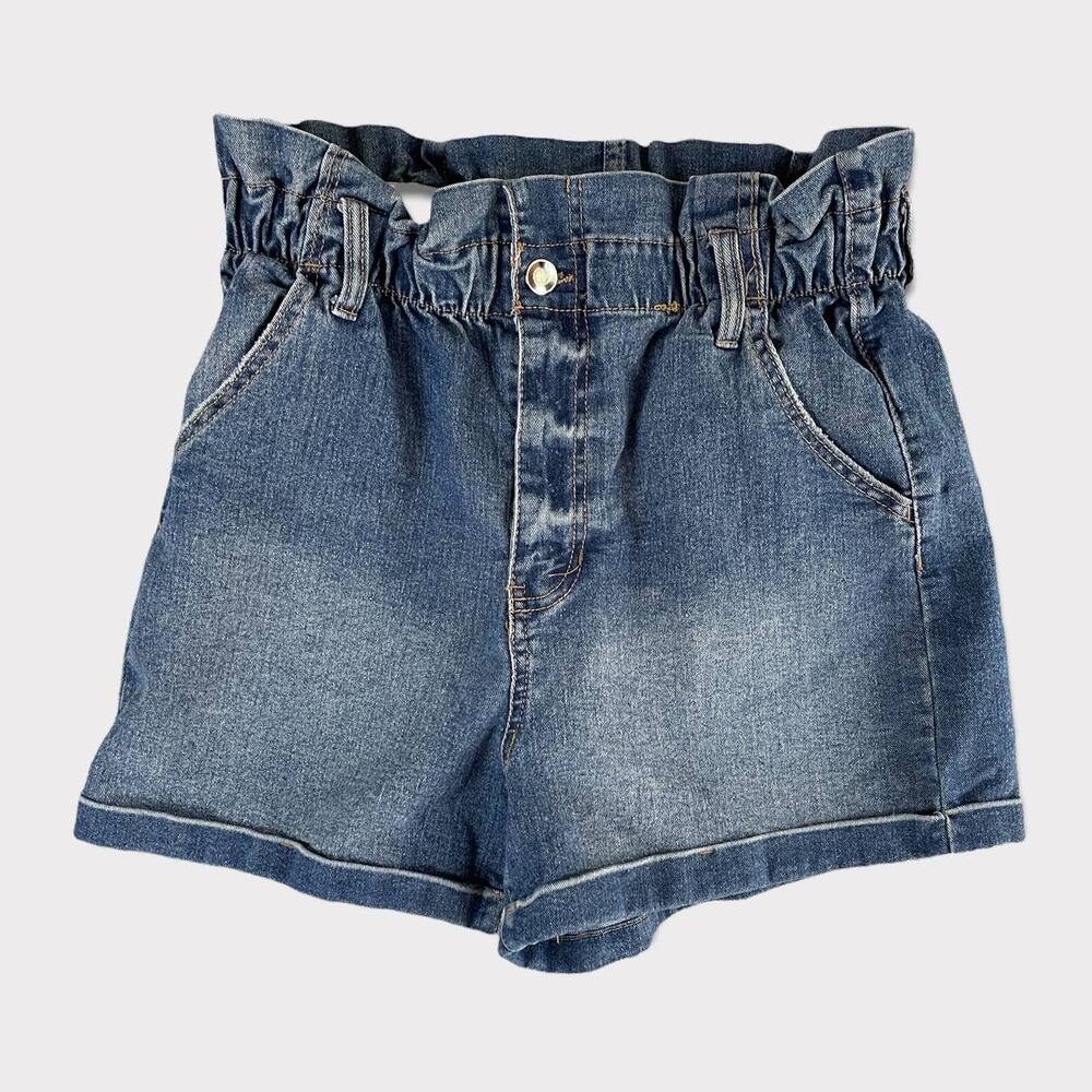 No Boundaries Junior's Size 7-9 Blue Denim Paper Bag Shorts